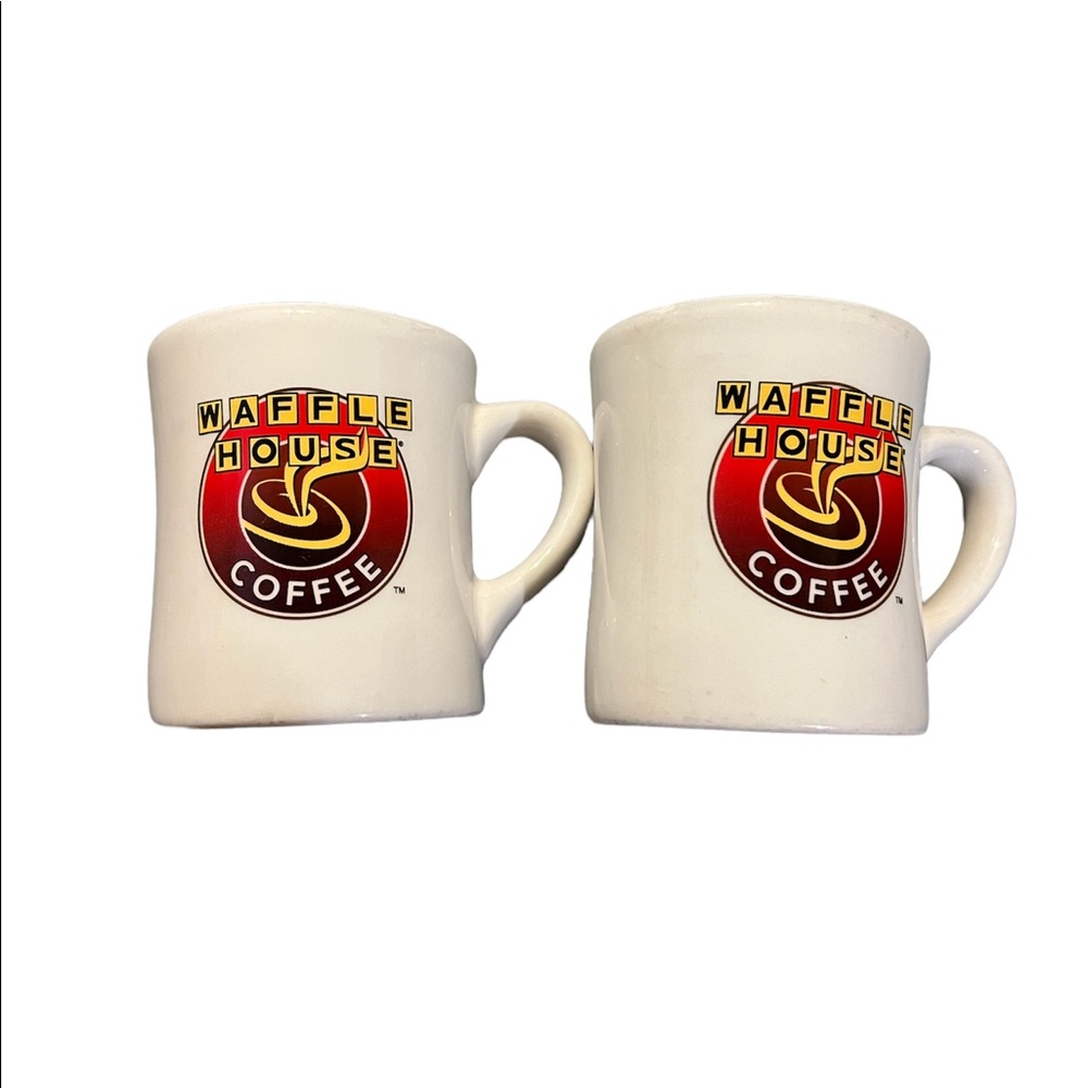Pair of Diner TUXTON Rounded WAFFLE HOUSE Coffee Cup Heavy Ceramic Mug